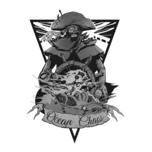 OCEAN CHAOS - B/W - Mens Ink Longsleeve Tee Design