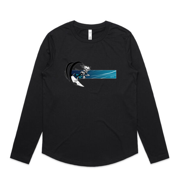 Blue BARREL BONEZY - Womens Curve Longsleeve Tee Thumbnail