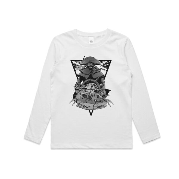 OCEAN CHAOS - B/W - Kids Longsleeve Tee Thumbnail
