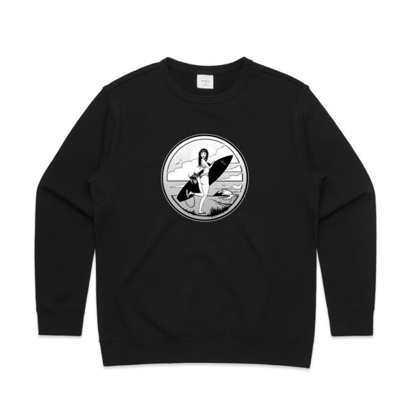 FISHBITES Black'n White - Womens Premium Crew Thumbnail