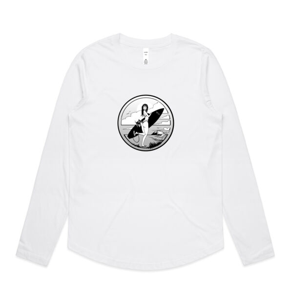 FISHBITES Black'n White - Womens Curve Longsleeve Tee Thumbnail